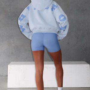 Serving Up Cropped Hoodie Baby Blue